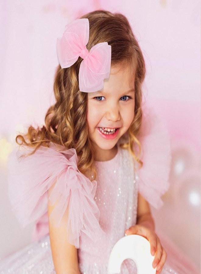 Zolyco 4.5-Inch Hair Bows Organza Alligator Clips Delicate Double Luster Sheer Mesh Hair Accessories for Girls, Toddler, Kids and Women Birthday Wedding Christmas Occasions- Set of 2 - Image 2
